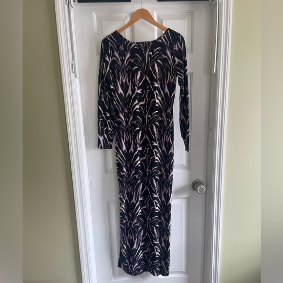 Vertigo Purple & White Maxi Dress with Slit - Picture 2 of 4